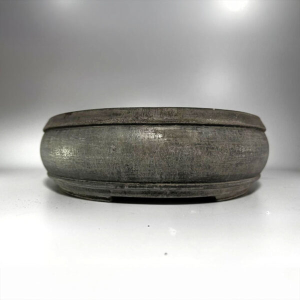 Vaso oval para bonsai em cimento artesanal 45 cm — lado